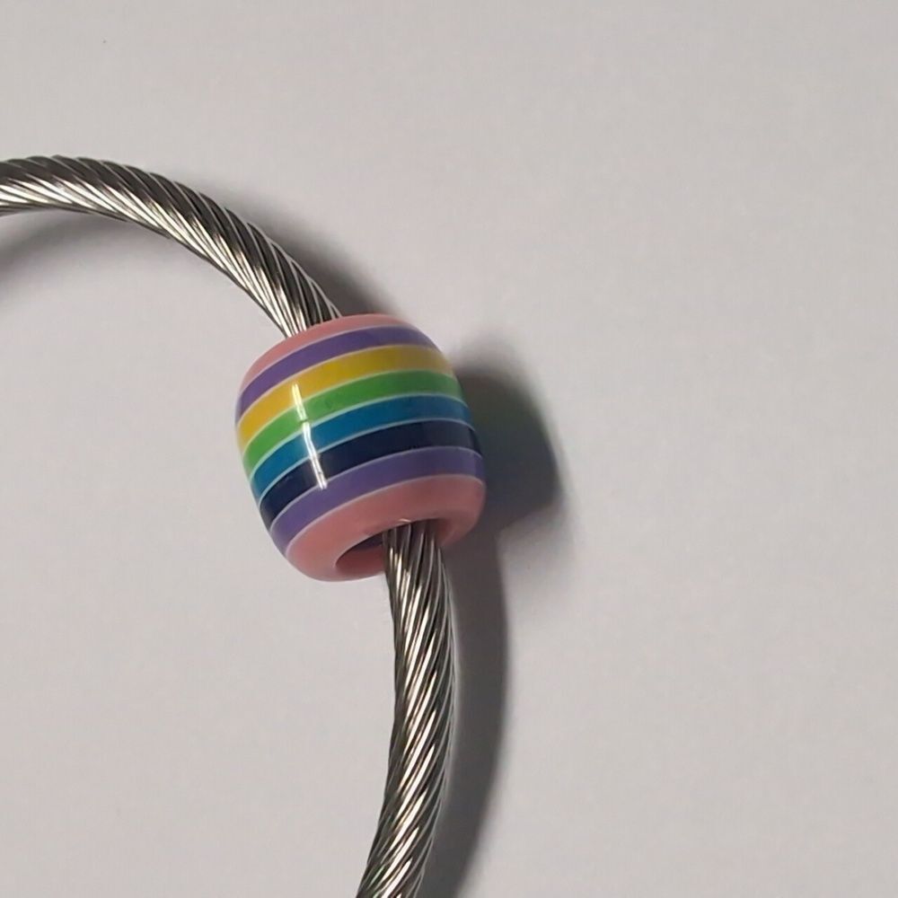 Multicolor Striped Charm for Pandora Style‎ Bracelet - Picture 4 of 4